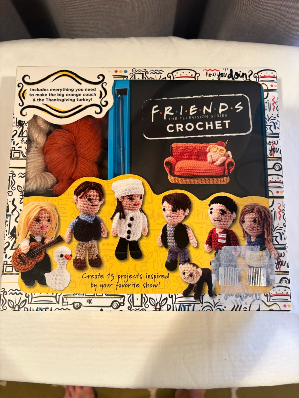 NIB Friends Craft Crochet Kit-The Whole Cast & Their Iconic Couch & Accessories